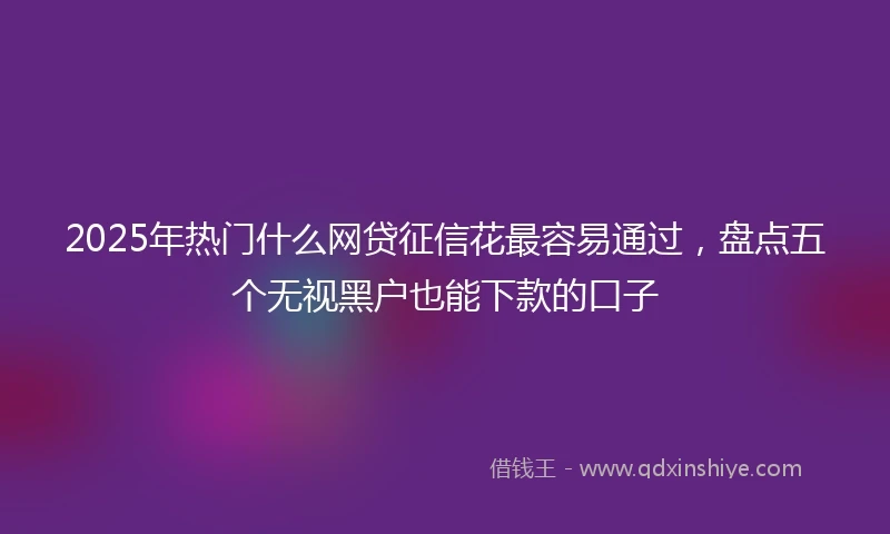 2025年热门什么网贷征信花最容易通过，盘点五个无视黑户也能下款的口子