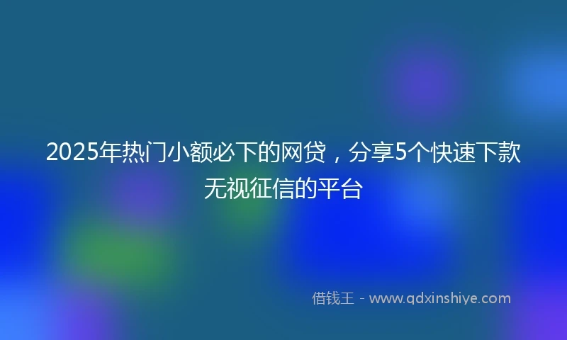 2025年热门小额必下的网贷，分享5个快速下款无视征信的平台
