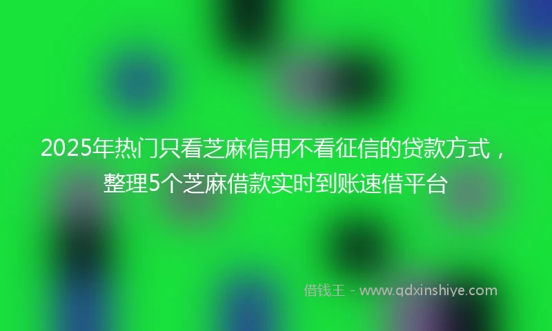 2025年热门只看芝麻信用不看征信的贷款方式，整理5个芝麻借款实时到账速借平台