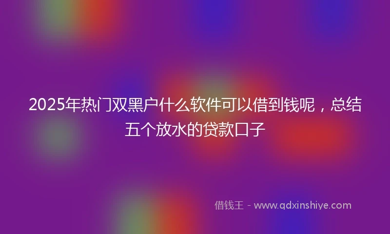 2025年热门双黑户什么软件可以借到钱呢，总结五个放水的贷款口子