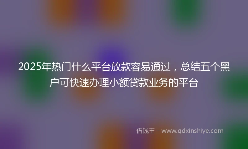 2025年热门什么平台放款容易通过，总结五个黑户可快速办理小额贷款业务的平台