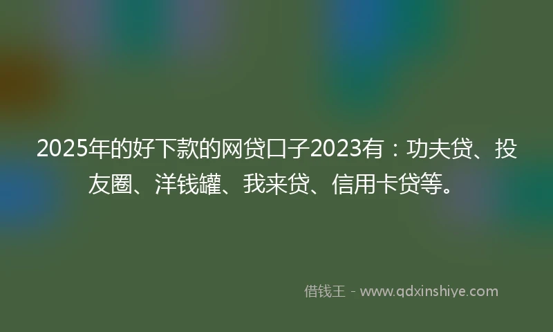 2025年的好下款的网贷口子2023有：功夫贷、投友圈、洋钱罐、我来贷、信用卡贷等。