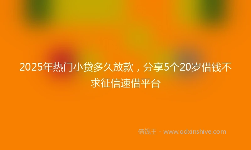 2025年热门小贷多久放款，分享5个20岁借钱不求征信速借平台