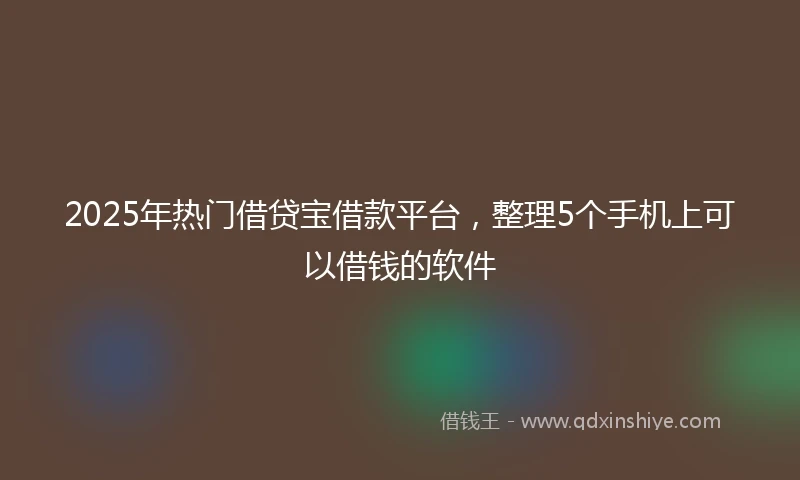 2025年热门借贷宝借款平台，整理5个手机上可以借钱的软件