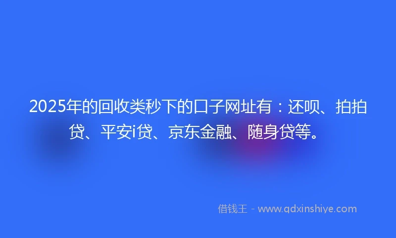 2025年的回收类秒下的口子网址有：还呗、拍拍贷、平安i贷、京东金融、随身贷等。