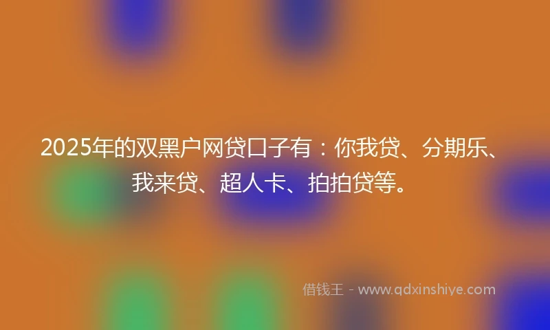 2025年的双黑户网贷口子有：你我贷、分期乐、我来贷、超人卡、拍拍贷等。