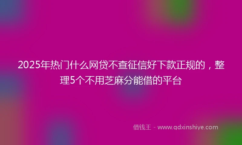 2025年热门什么网贷不查征信好下款正规的，整理5个不用芝麻分能借的平台