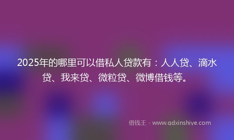 2025年的哪里可以借私人贷款有：人人贷、滴水贷、我来贷、微粒贷、微博借钱等。