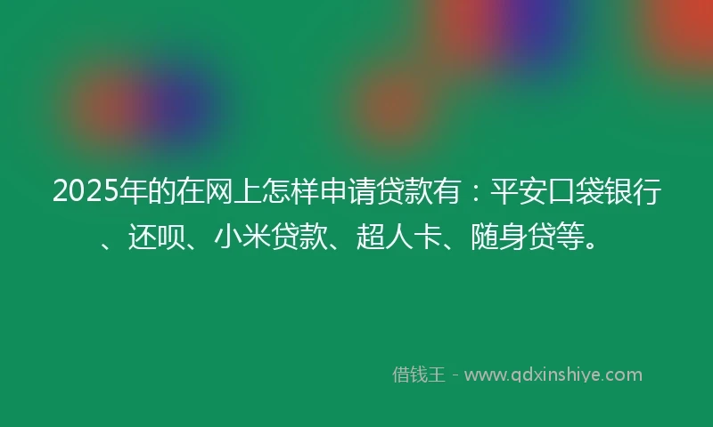 2025年的在网上怎样申请贷款有：平安口袋银行、还呗、小米贷款、超人卡、随身贷等。