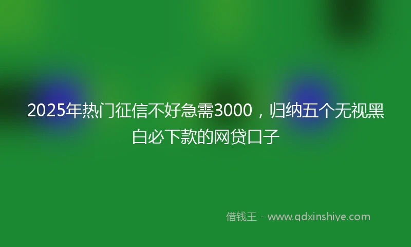 2025年热门征信不好急需3000，归纳五个无视黑白必下款的网贷口子