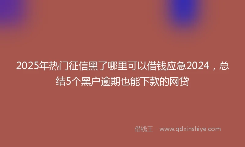 2025年热门征信黑了哪里可以借钱应急2024，总结5个黑户逾期也能下款的网贷
