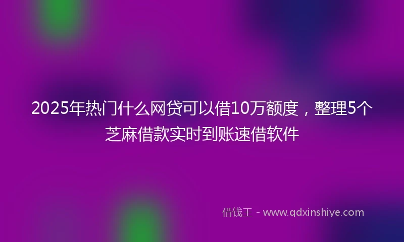 2025年热门什么网贷可以借10万额度，整理5个芝麻借款实时到账速借软件