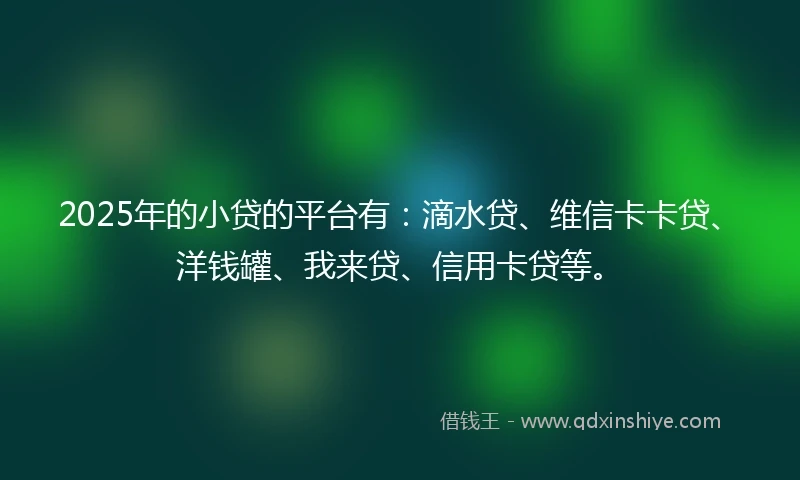 2025年的小贷的平台有：滴水贷、维信卡卡贷、洋钱罐、我来贷、信用卡贷等。
