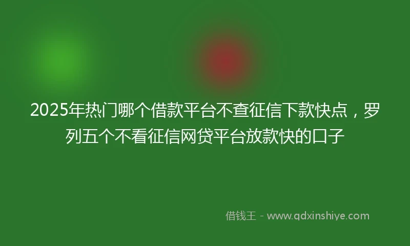 2025年热门哪个借款平台不查征信下款快点，罗列五个不看征信网贷平台放款快的口子