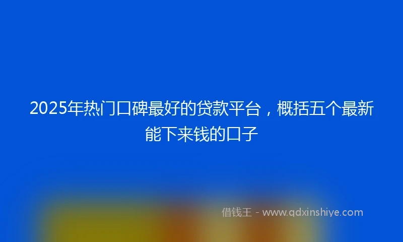 2025年热门口碑最好的贷款平台，概括五个最新能下来钱的口子