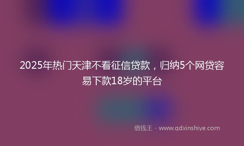 2025年热门天津不看征信贷款，归纳5个网贷容易下款18岁的平台