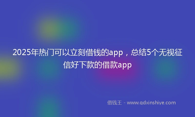 2025年热门可以立刻借钱的app，总结5个无视征信好下款的借款app