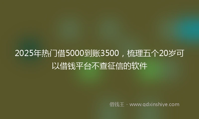 2025年热门借5000到账3500，梳理五个20岁可以借钱平台不查征信的软件