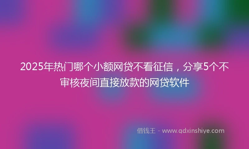 2025年热门哪个小额网贷不看征信，分享5个不审核夜间直接放款的网贷软件