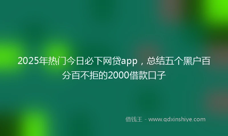 2025年热门今日必下网贷app，总结五个黑户百分百不拒的2000借款口子