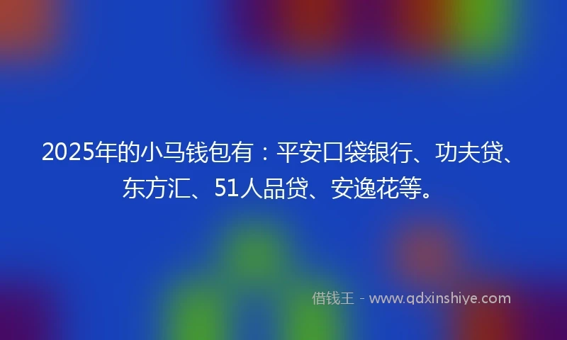 2025年的小马钱包有：平安口袋银行、功夫贷、东方汇、51人品贷、安逸花等。