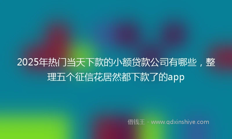 2025年热门当天下款的小额贷款公司有哪些，整理五个征信花居然都下款了的app