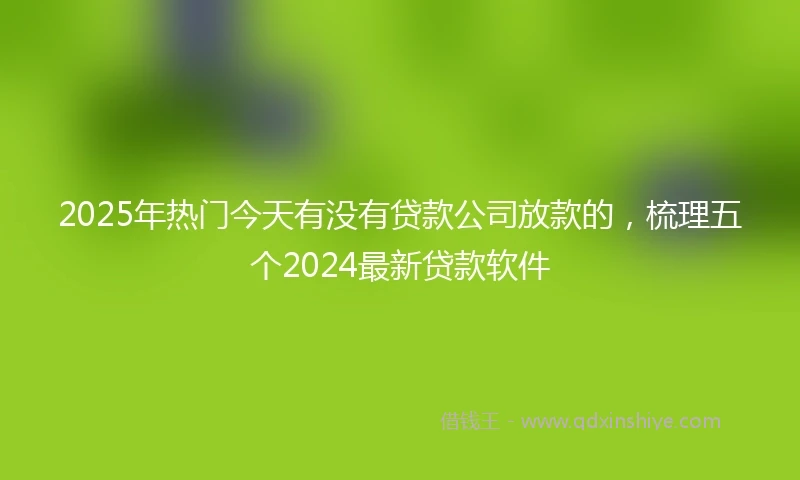 2025年热门今天有没有贷款公司放款的，梳理五个2024最新贷款软件