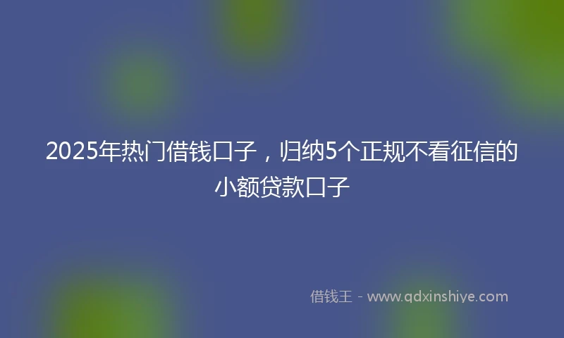 2025年热门借钱口子，归纳5个正规不看征信的小额贷款口子