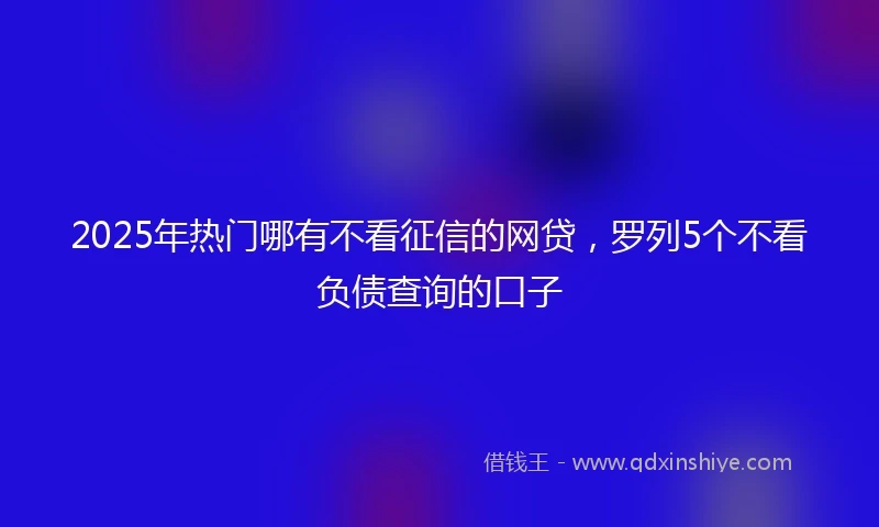 2025年热门哪有不看征信的网贷，罗列5个不看负债查询的口子
