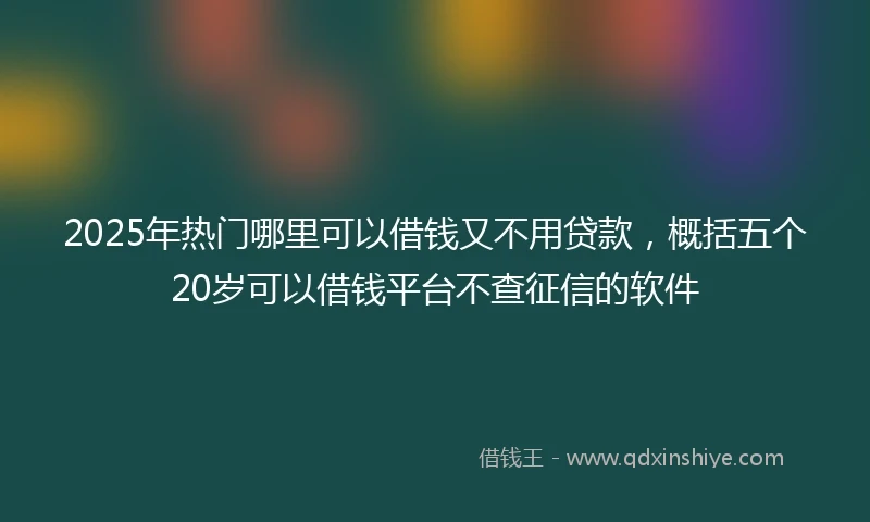 2025年热门哪里可以借钱又不用贷款，概括五个20岁可以借钱平台不查征信的软件