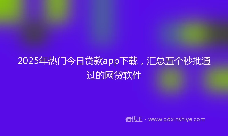 2025年热门今日贷款app下载，汇总五个秒批通过的网贷软件