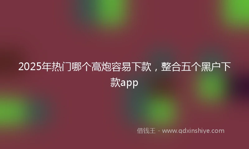 2025年热门哪个高炮容易下款，整合五个黑户下款app