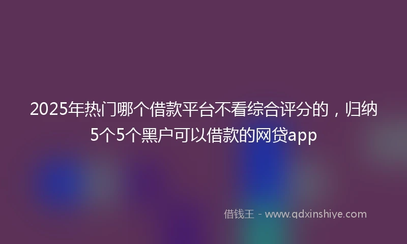 2025年热门哪个借款平台不看综合评分的，归纳5个5个黑户可以借款的网贷app