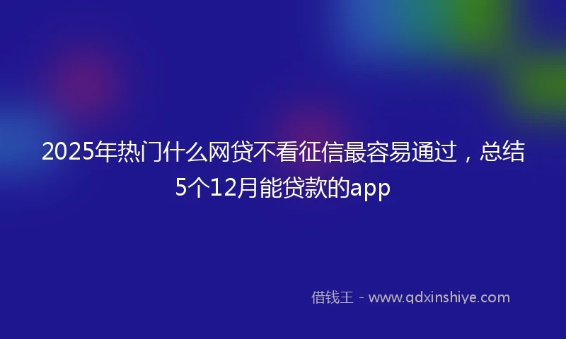 2025年热门什么网贷不看征信最容易通过，总结5个12月能贷款的app