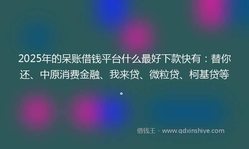 2025年的呆账借钱平台什么最好下款快有：替你还、中原消费金融、我来贷、微粒贷、柯基贷等。