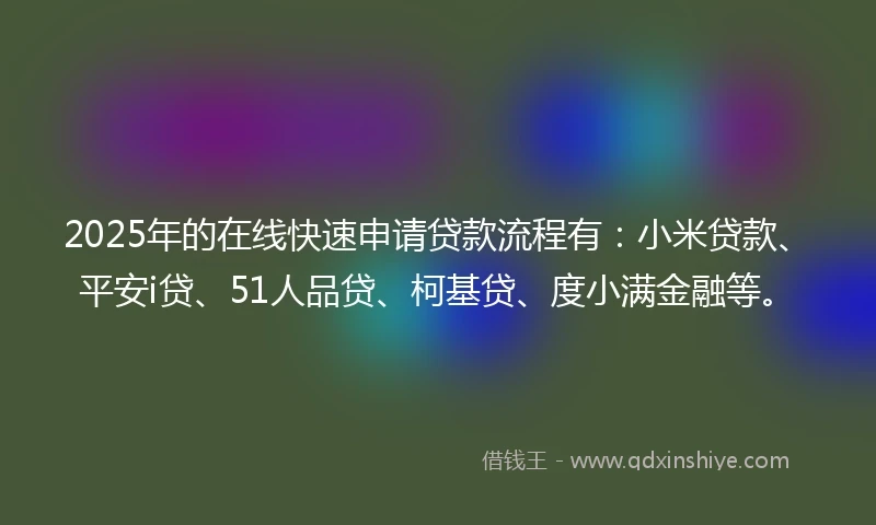 2025年的在线快速申请贷款流程有：小米贷款、平安i贷、51人品贷、柯基贷、度小满金融等。