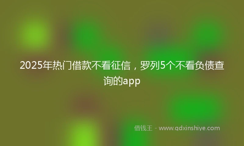 2025年热门借款不看征信，罗列5个不看负债查询的app