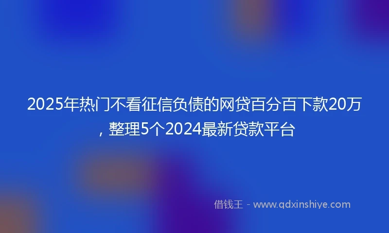 2025年热门不看征信负债的网贷百分百下款20万，整理5个2024最新贷款平台