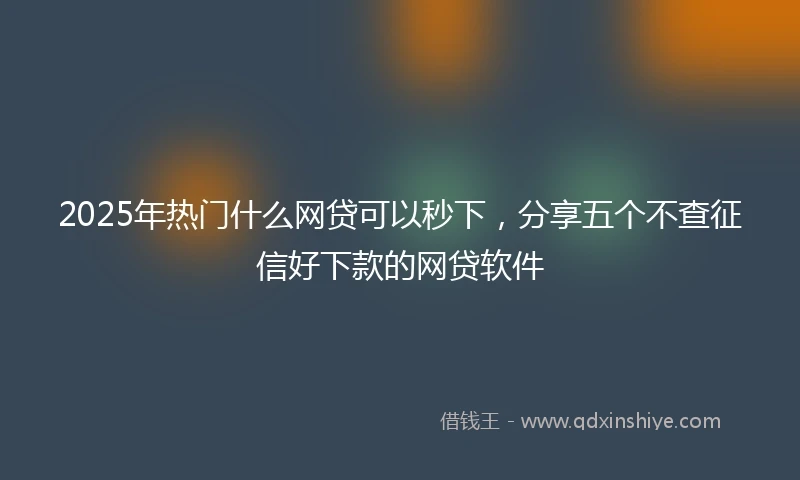 2025年热门什么网贷可以秒下，分享五个不查征信好下款的网贷软件