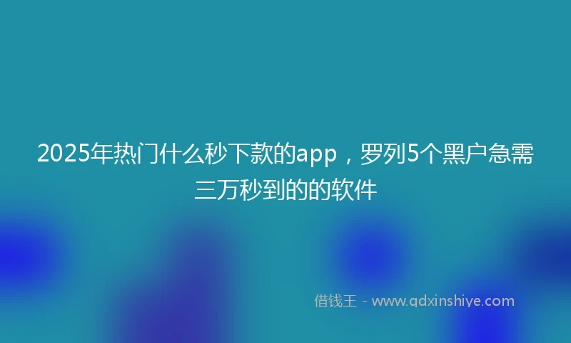 2025年热门什么秒下款的app，罗列5个黑户急需三万秒到的的软件