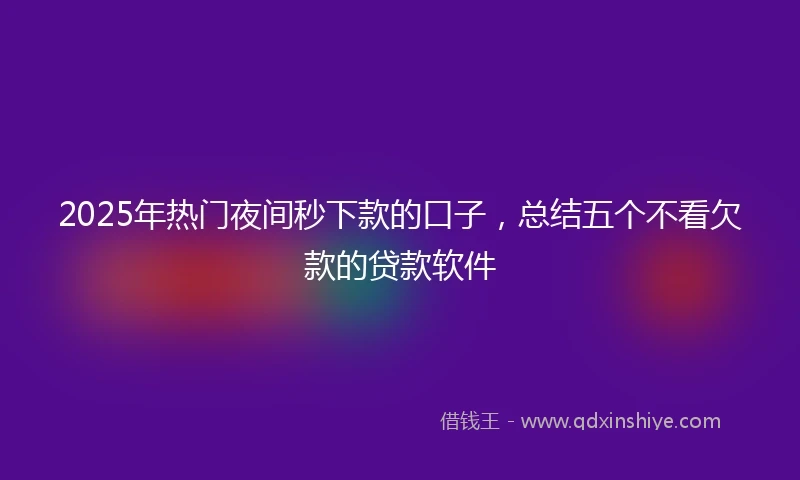 2025年热门夜间秒下款的口子，总结五个不看欠款的贷款软件