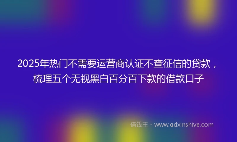 2025年热门不需要运营商认证不查征信的贷款，梳理五个无视黑白百分百下款的借款口子