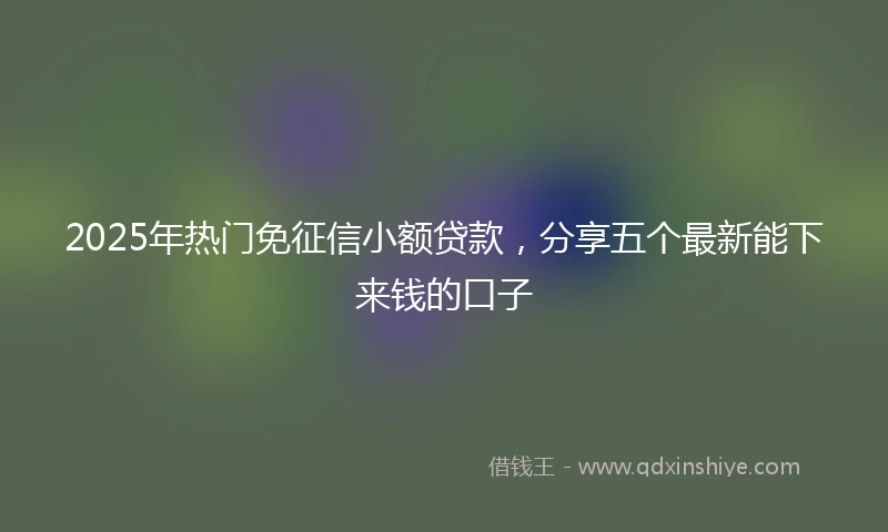2025年热门免征信小额贷款，分享五个最新能下来钱的口子