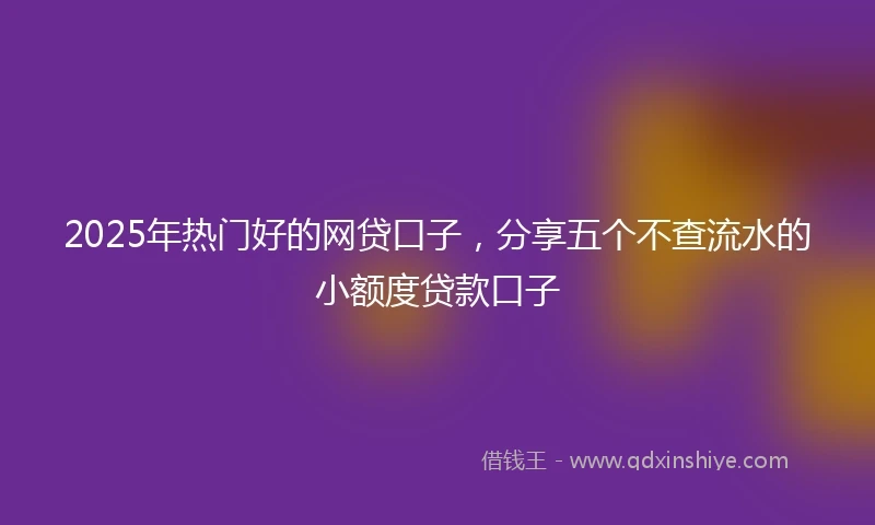 2025年热门好的网贷口子，分享五个不查流水的小额度贷款口子