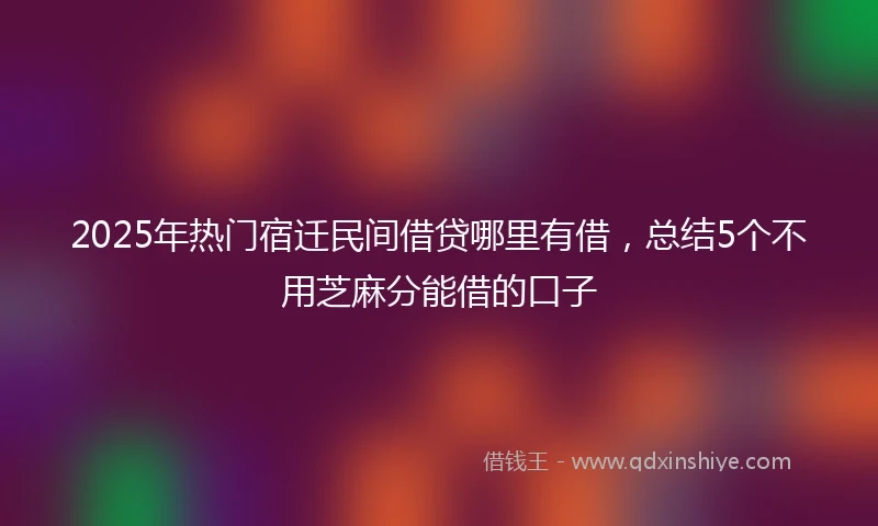 2025年热门宿迁民间借贷哪里有借，总结5个不用芝麻分能借的口子
