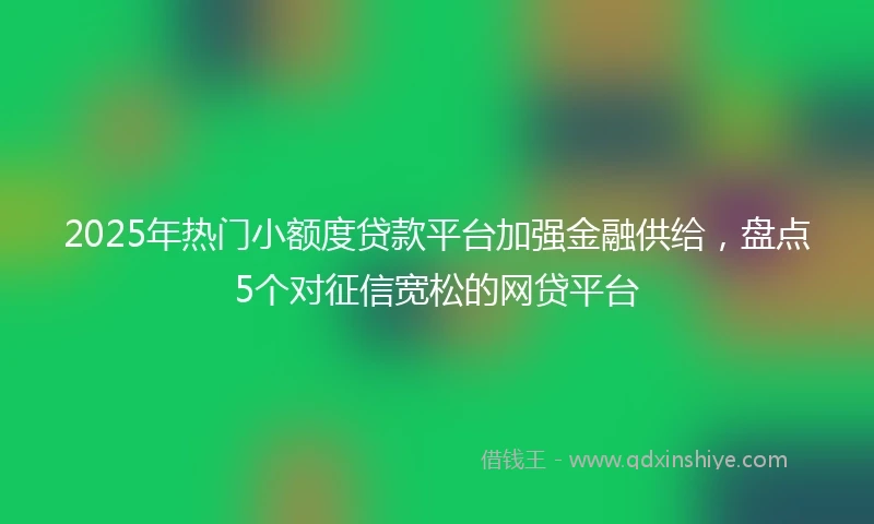 2025年热门小额度贷款平台加强金融供给，盘点5个对征信宽松的网贷平台