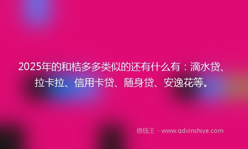 2025年的和桔多多类似的还有什么有：滴水贷、拉卡拉、信用卡贷、随身贷、安逸花等。