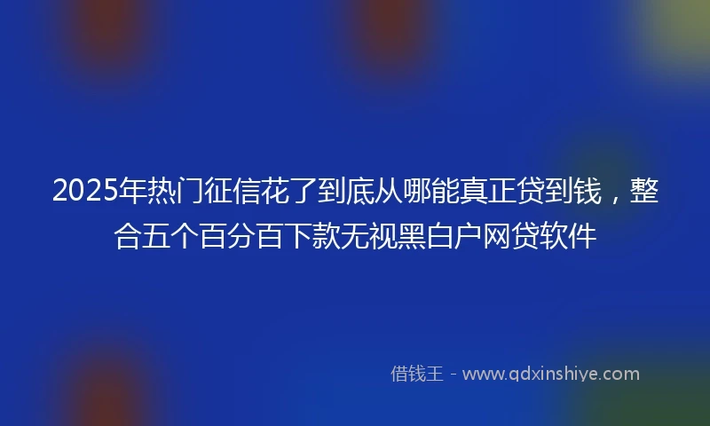 2025年热门征信花了到底从哪能真正贷到钱，整合五个百分百下款无视黑白户网贷软件