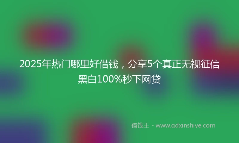 2025年热门哪里好借钱，分享5个真正无视征信黑白100%秒下网贷