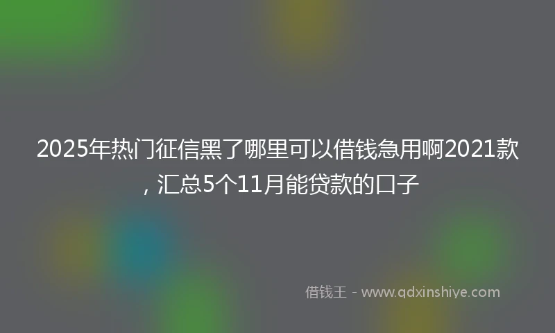 2025年热门征信黑了哪里可以借钱急用啊2021款，汇总5个11月能贷款的口子